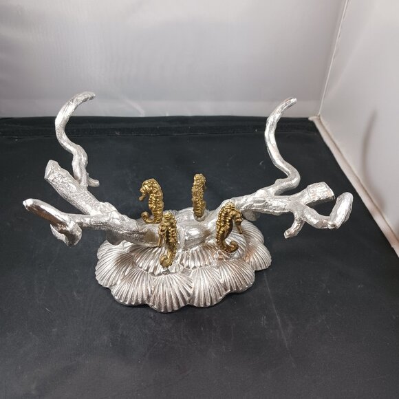 Vtg 1993 Arthur Court Aluminum Brass Seahorse Stand/Bowl Holder Signed - Picture 1 of 15